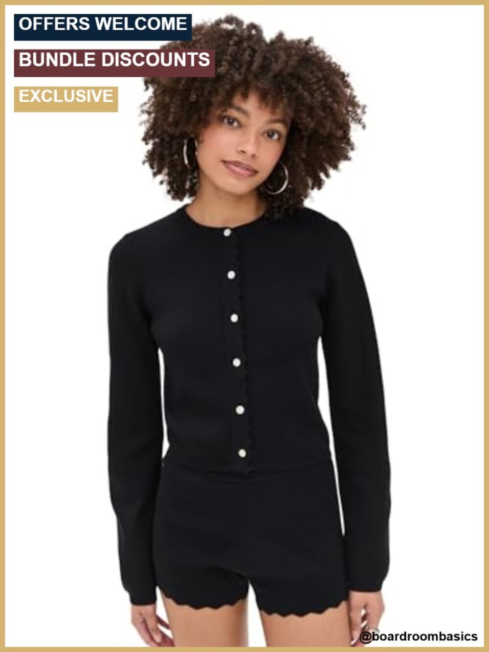 Lightweight Compact Knit Ribbed Trim Cardigan - Picture 1 of 5